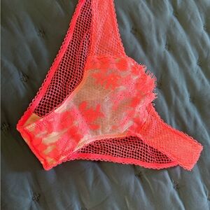 Victoria's Secret Neon Pink Lace Vintage, Sexy, seethru back Panties